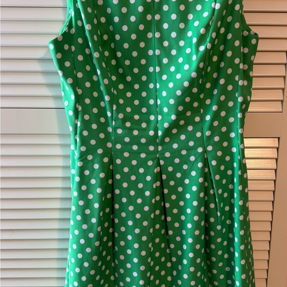Green Polka Dot Sleeveless Fit & Flare Dress